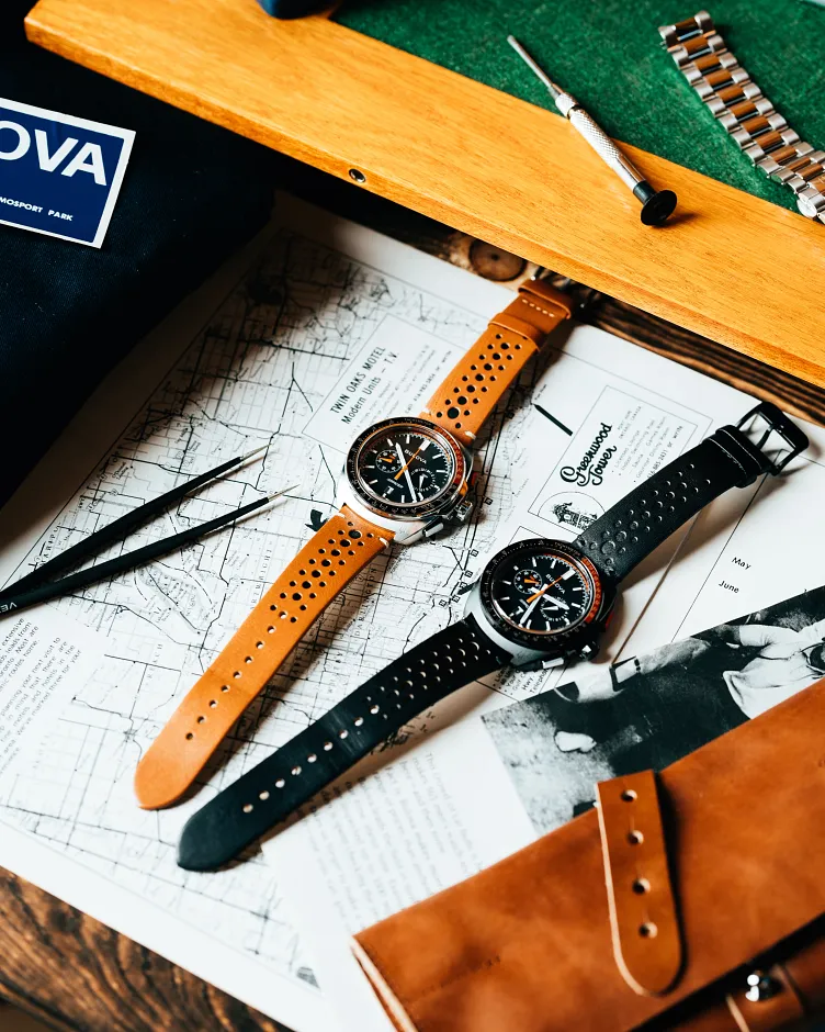 Black Dial Leather Strap Racer Chronograph 98B427 | Bulova Black Dial Leather Strap Racer Chronograph 98B427 | Bulova